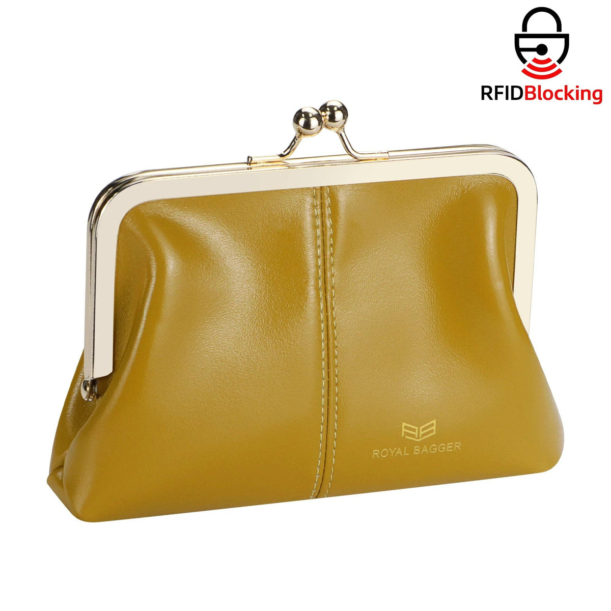 4120 Leather RFID Kiss-Lock Wallet: Black