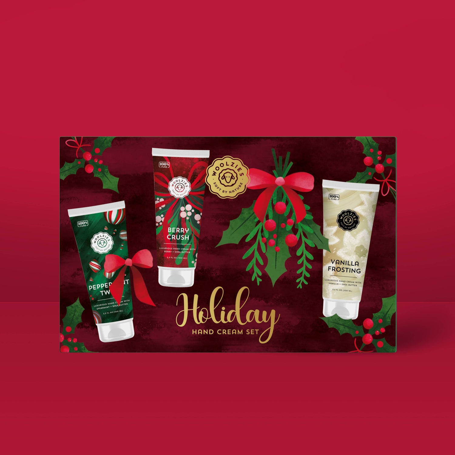 Holiday Hand Cream Trio | Shea Butter Gift Set Burgundy
