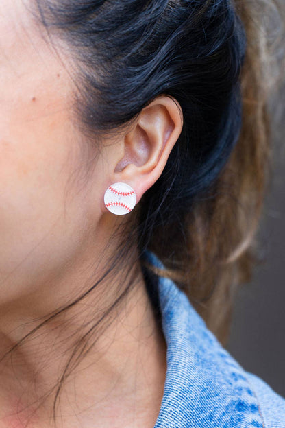 Glitter Baseball Studs // Game Day Earrings