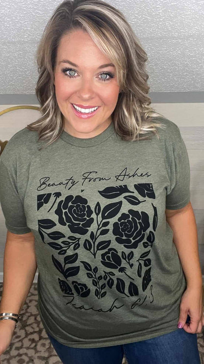 BEAUTY FROM ASHES OLIVE FAITH GRAPHIC TEE