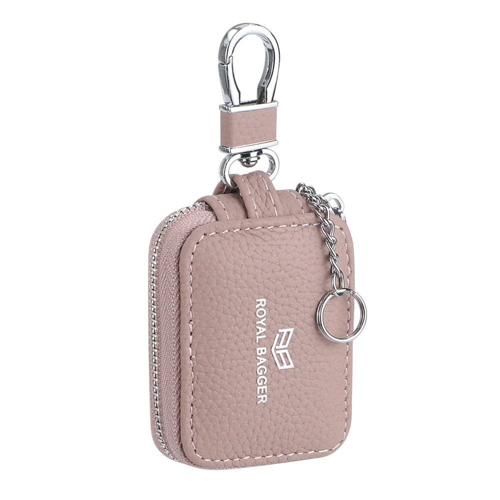 2901 Leather Earphone Pouch with Keychain: Light Grey