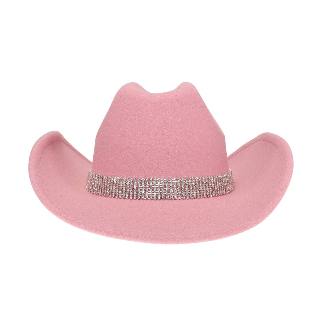 Tinseltown Rhinestone Cowboy Hat VCC0073: Hot Pink/Clear
