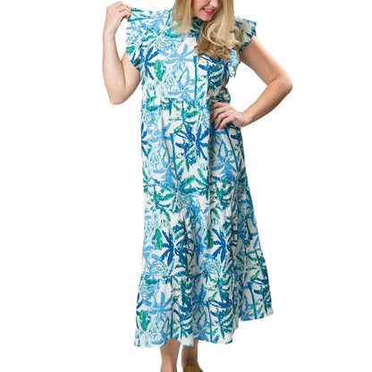 Laura Dress- Green and White Octagon / Medium