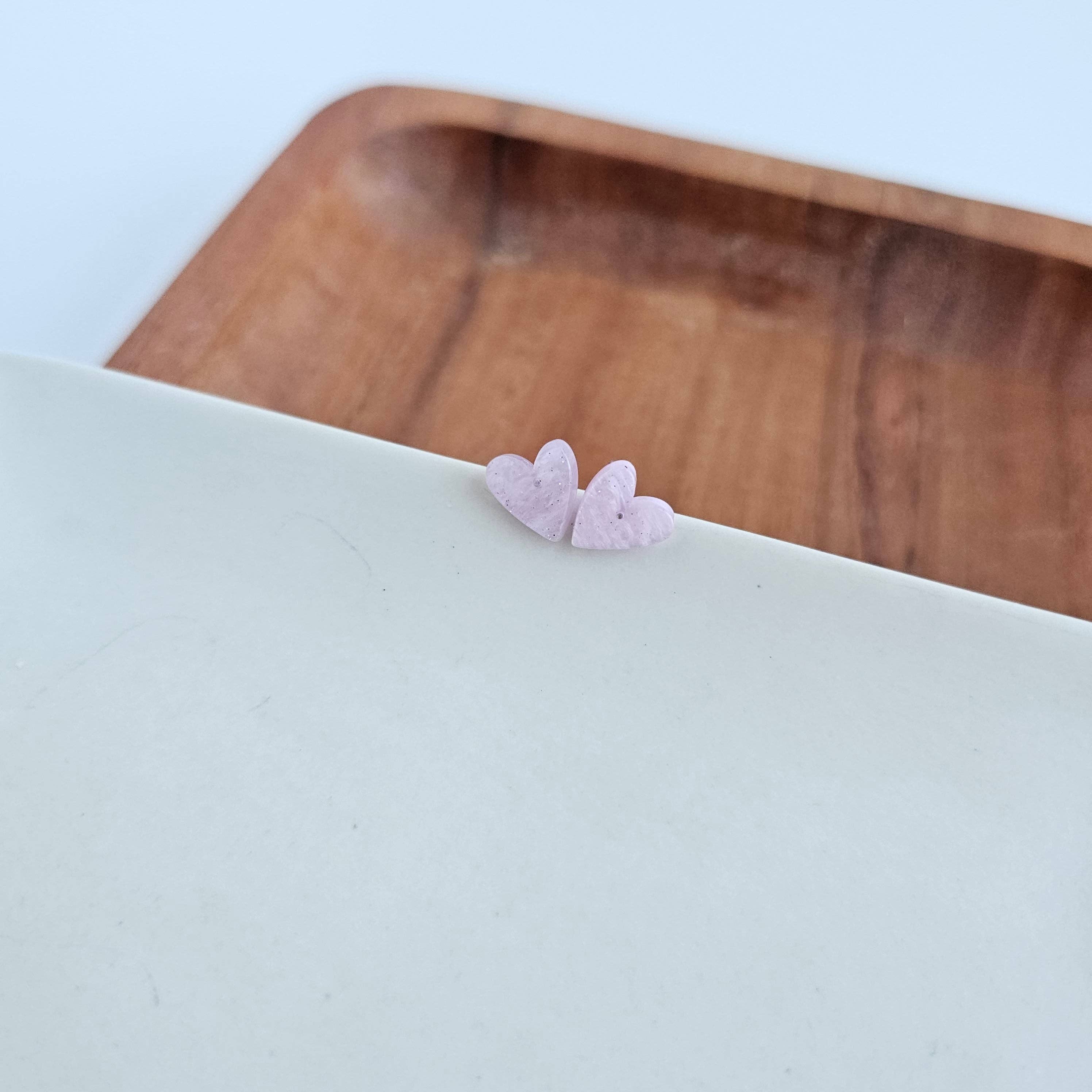 Hand Drawn Heart Studs - Lavender Purple // Jewelry, Earrings, Valentine