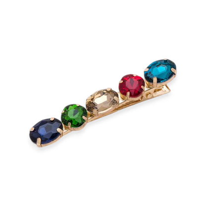 Bejewel Crystal Alligator Hair Clip: Gold/Multi
