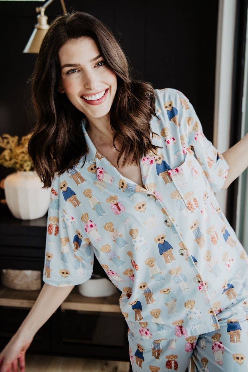 Teddy Bears PJ Sets Women: Light Blue / S