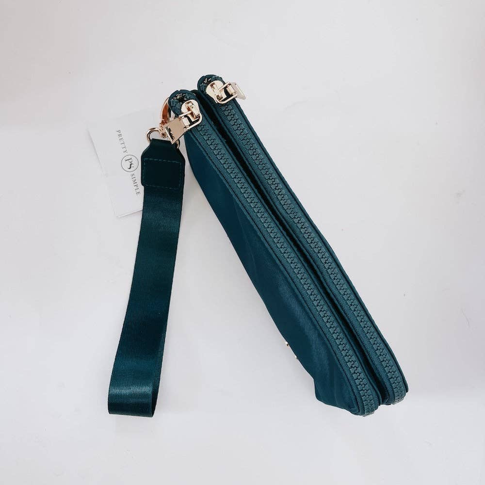 Cove Double Zip Nylon Wristlet Wallet: Black