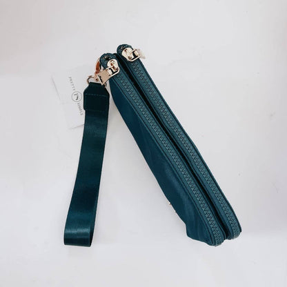 Cove Double Zip Nylon Wristlet Wallet: Black