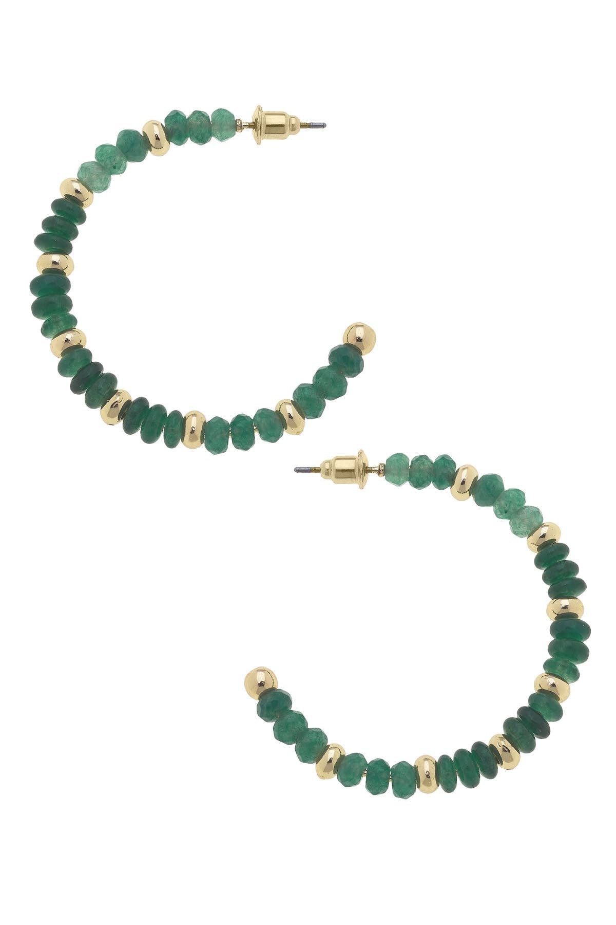 Hallie Beaded Gemstone Hoop Earrings: Navy