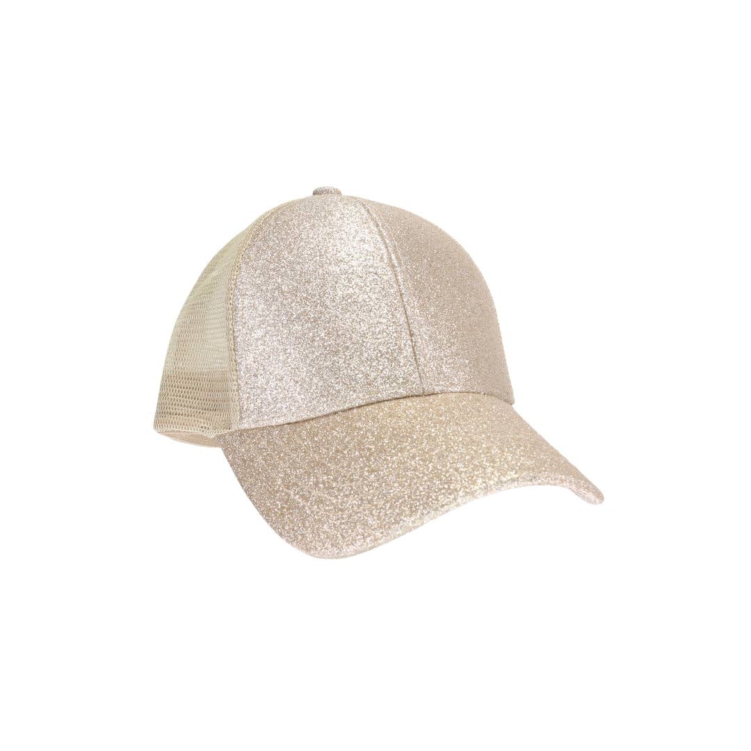 Glitter High Pony Criss Cross C.C Ball Cap BTB8063: Rose Gold