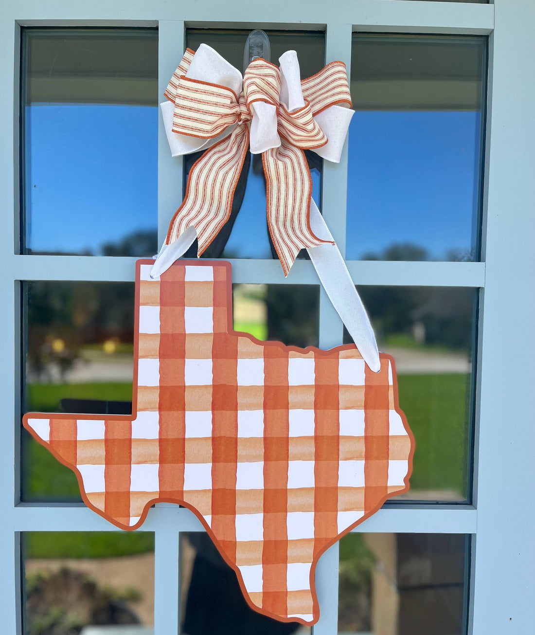Plaid Texas (Burnt Orange)- Door Hanger: Yes- Please Include the Bow