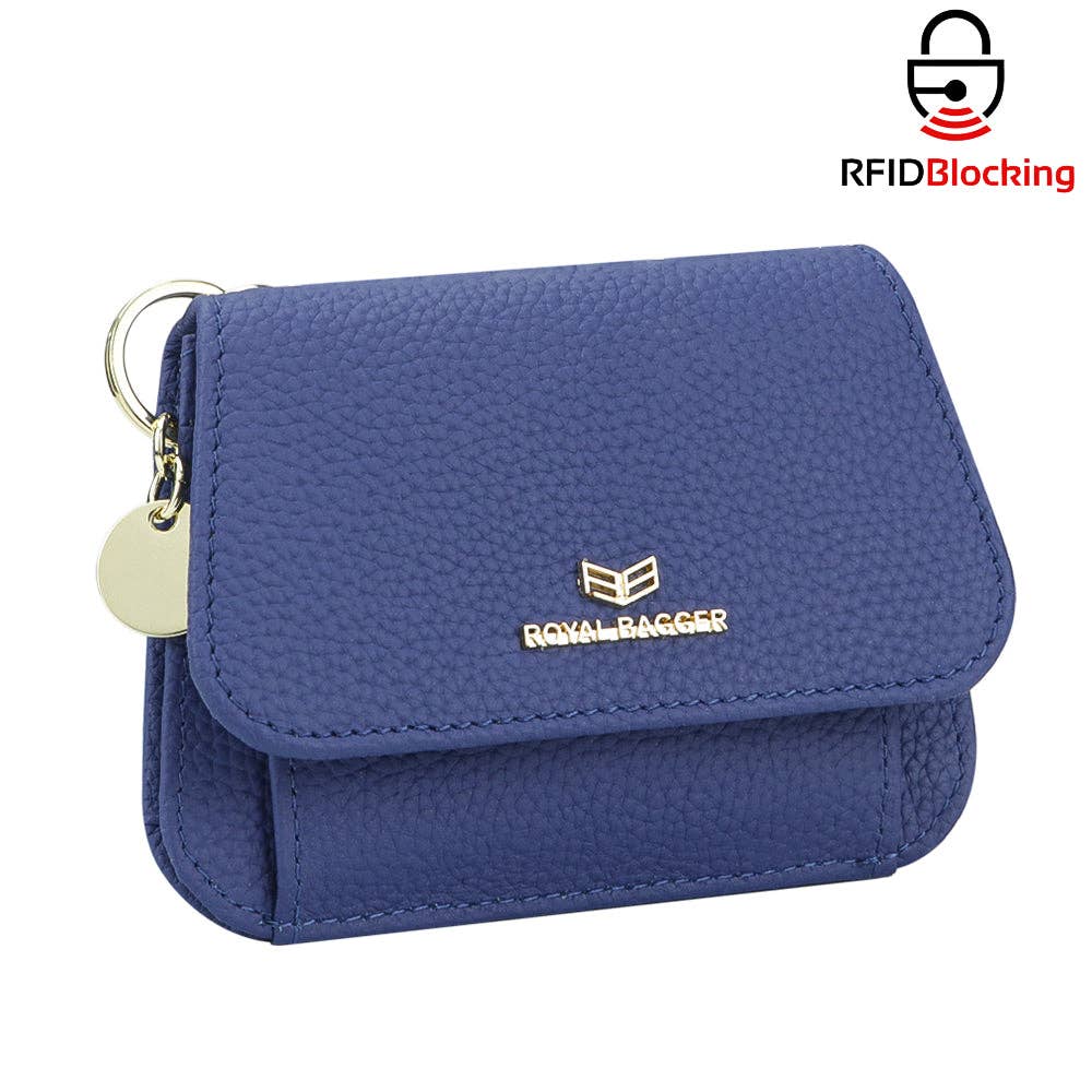2443 Leather RFID Keychain Wallet: Black