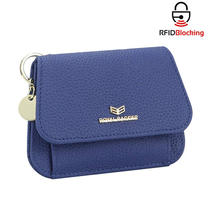 2443 Leather RFID Keychain Wallet: Black