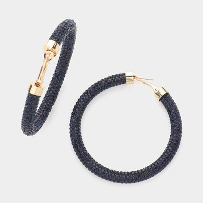 Rhinestone Pave Hoop Earrings
: NV