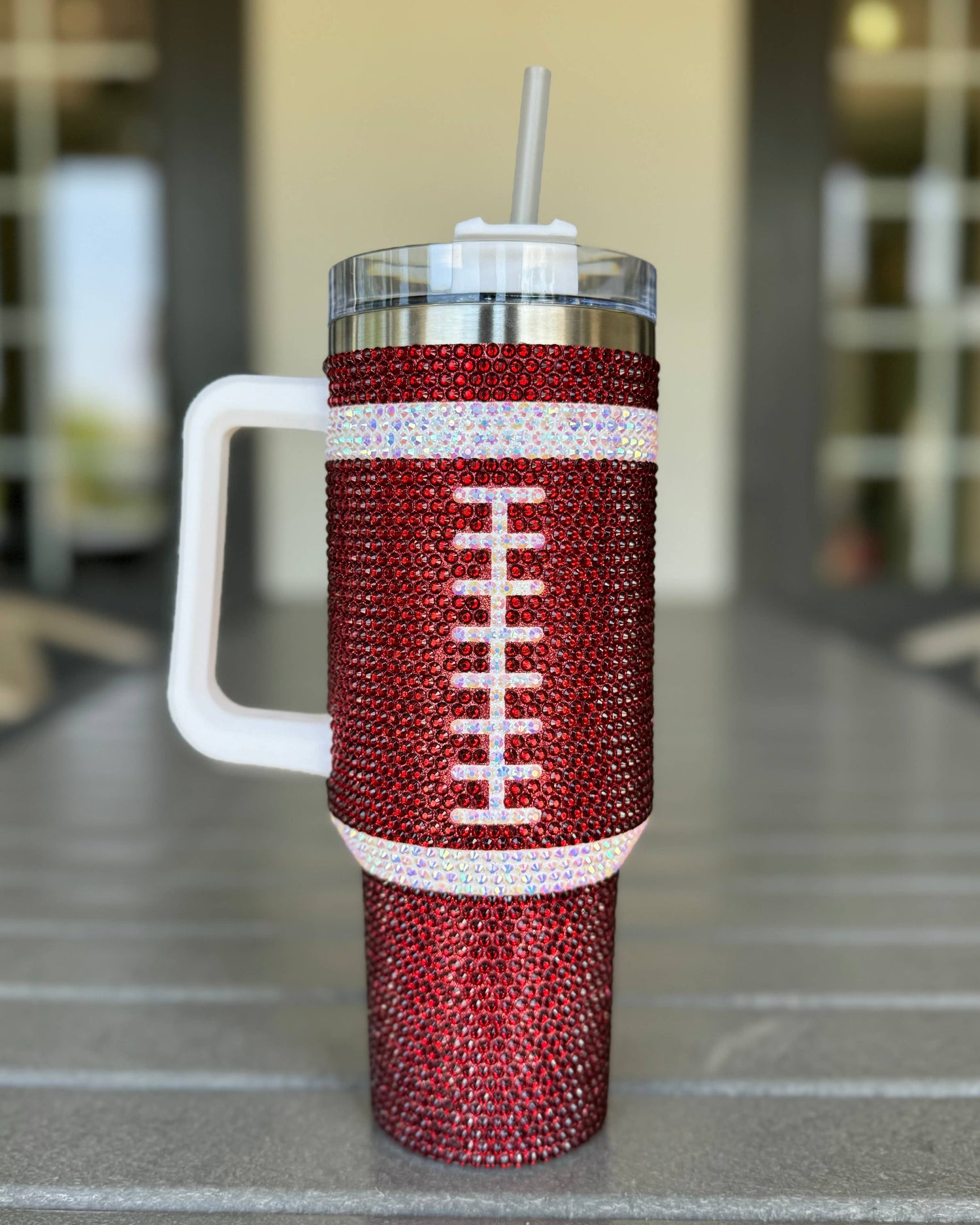Crystal BURGUNDY/MAROON "Team Spirit" FOOTBALL Tumbler