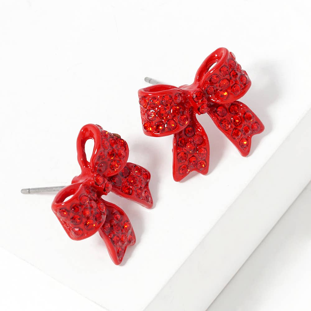 Crystal Rhinestone Pave Bow Stud Earrings
: Black Clear