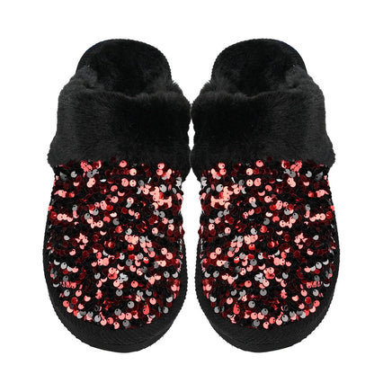 Sequin Fur C.C Slippers: Hot Pink / MD/LG