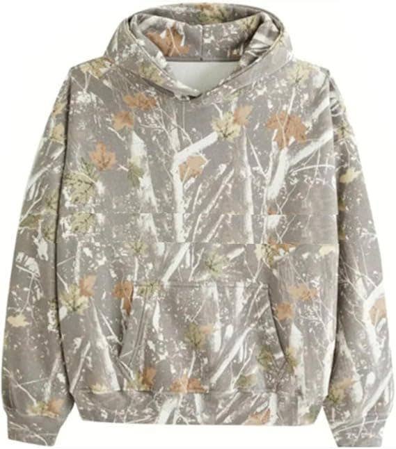 Maple Leaf Print Camouflage Essential Hoodie: NO03 / L