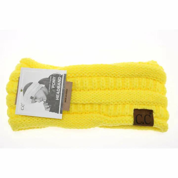 Solid Ribbed Ponytail Headband HB21: Neon Lime