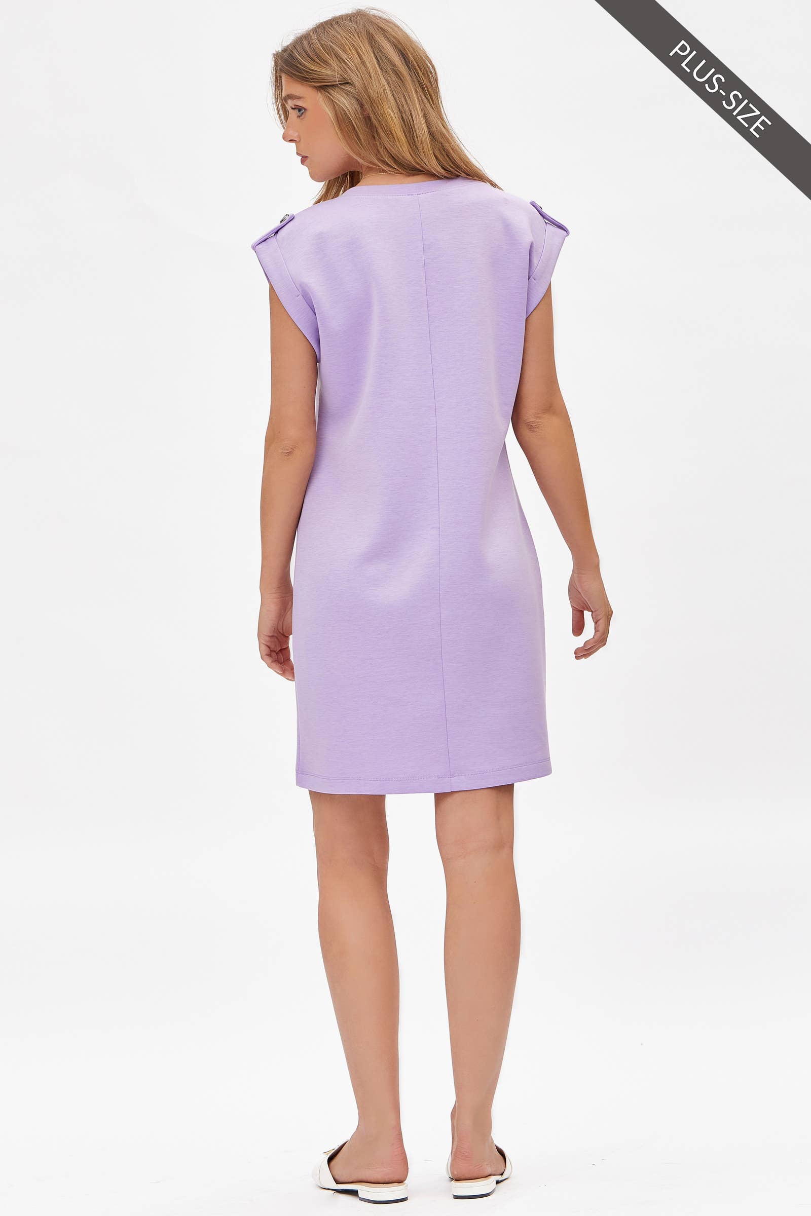 PLUS SIZE Cap Sleeve Scuba Modal A-Line Dress TRV-RETREATP: LILAC