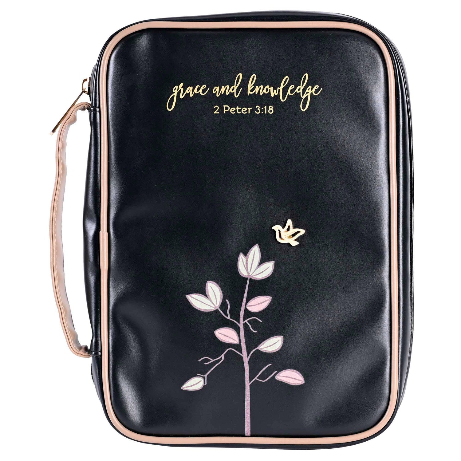 White Dove -Bible Cover Grace &amp; Knowledge Black XL