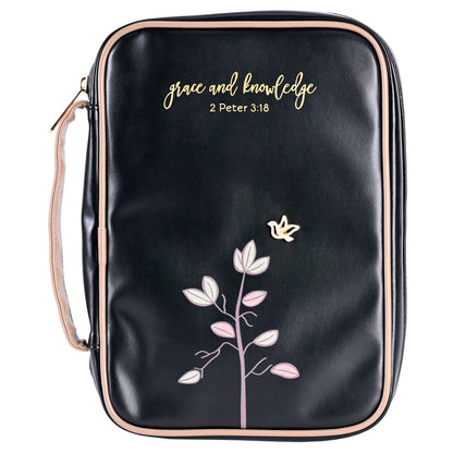 White Dove -Bible Cover Grace &amp; Knowledge Black XL