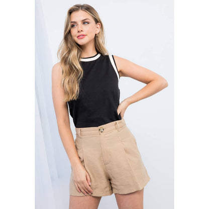 THML Knit Sleeveless Top: BLACK