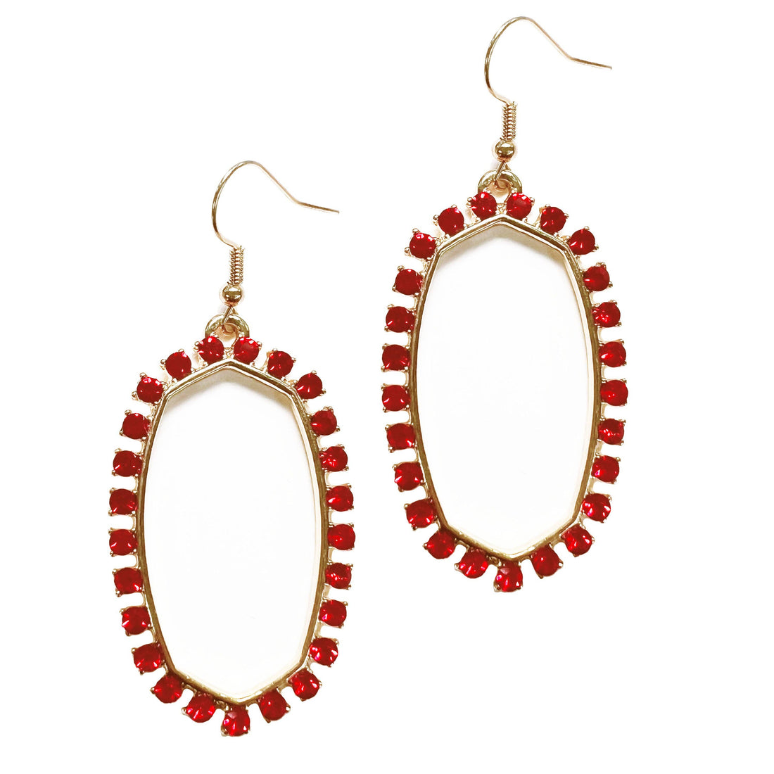Red Crystal Box Earrings: Red / One Size