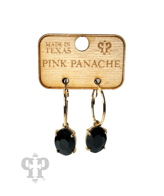 Oval rhinestone earring E103: Black
