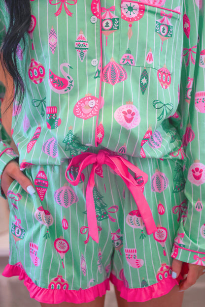 Jess Lea Christmas 2026 Pajamas Decked In Ornaments Ruffle Pajamas PREORDER for September