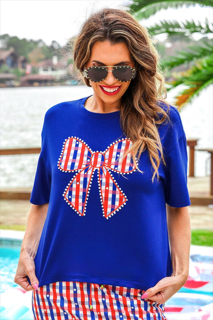 Gingham Glory Bow Luxe Tee by Jess Lea