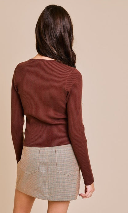 Chocolate Satin Bow Sweater