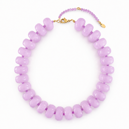 Chunky Resin &amp; Natural Stone Bead Necklace: Red Jasper Glow