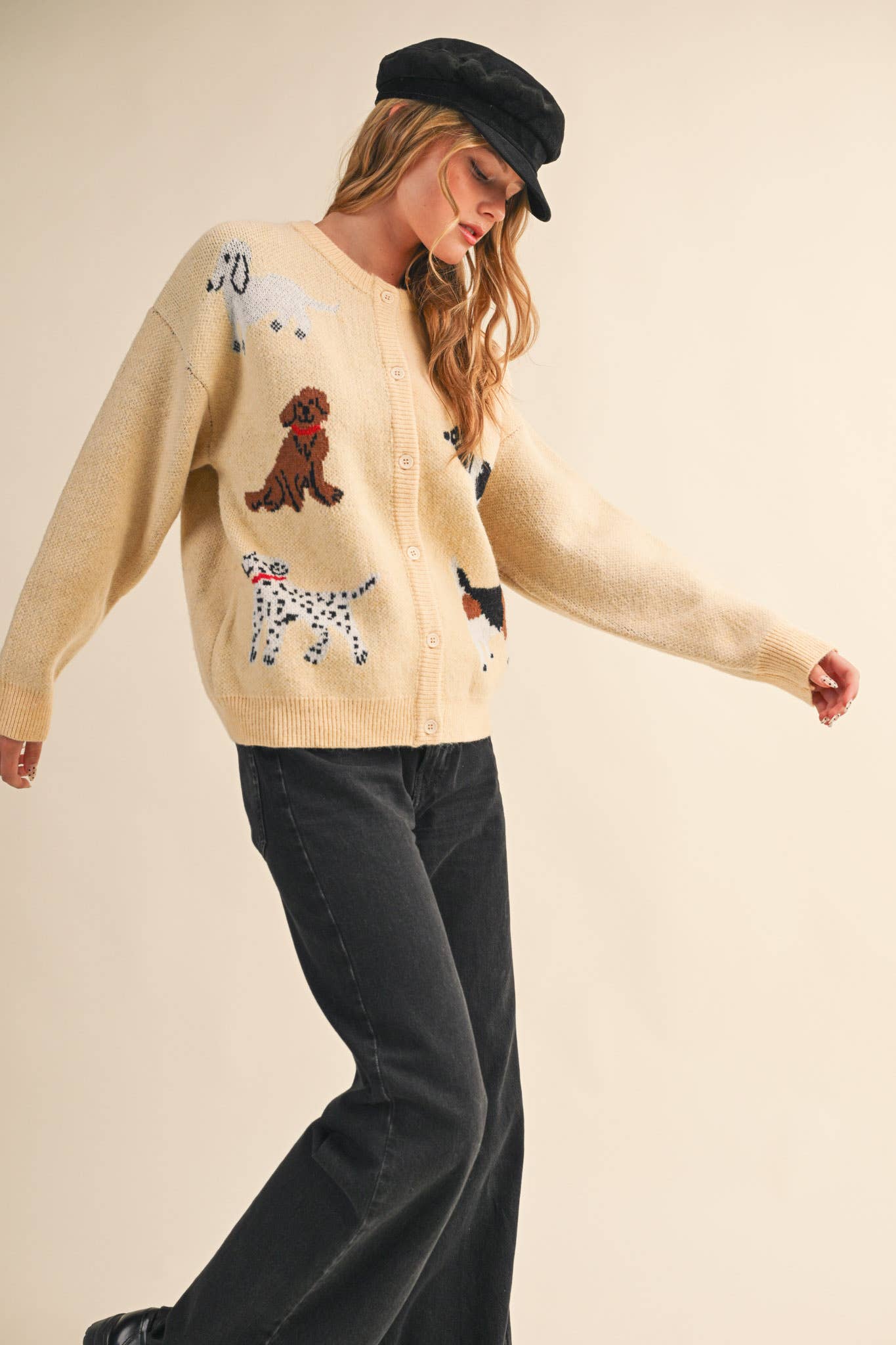DOG KNIT SWEATER CARDIGAN: Red