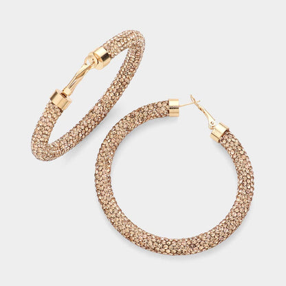 Rhinestone Pave Hoop Earrings
: CL