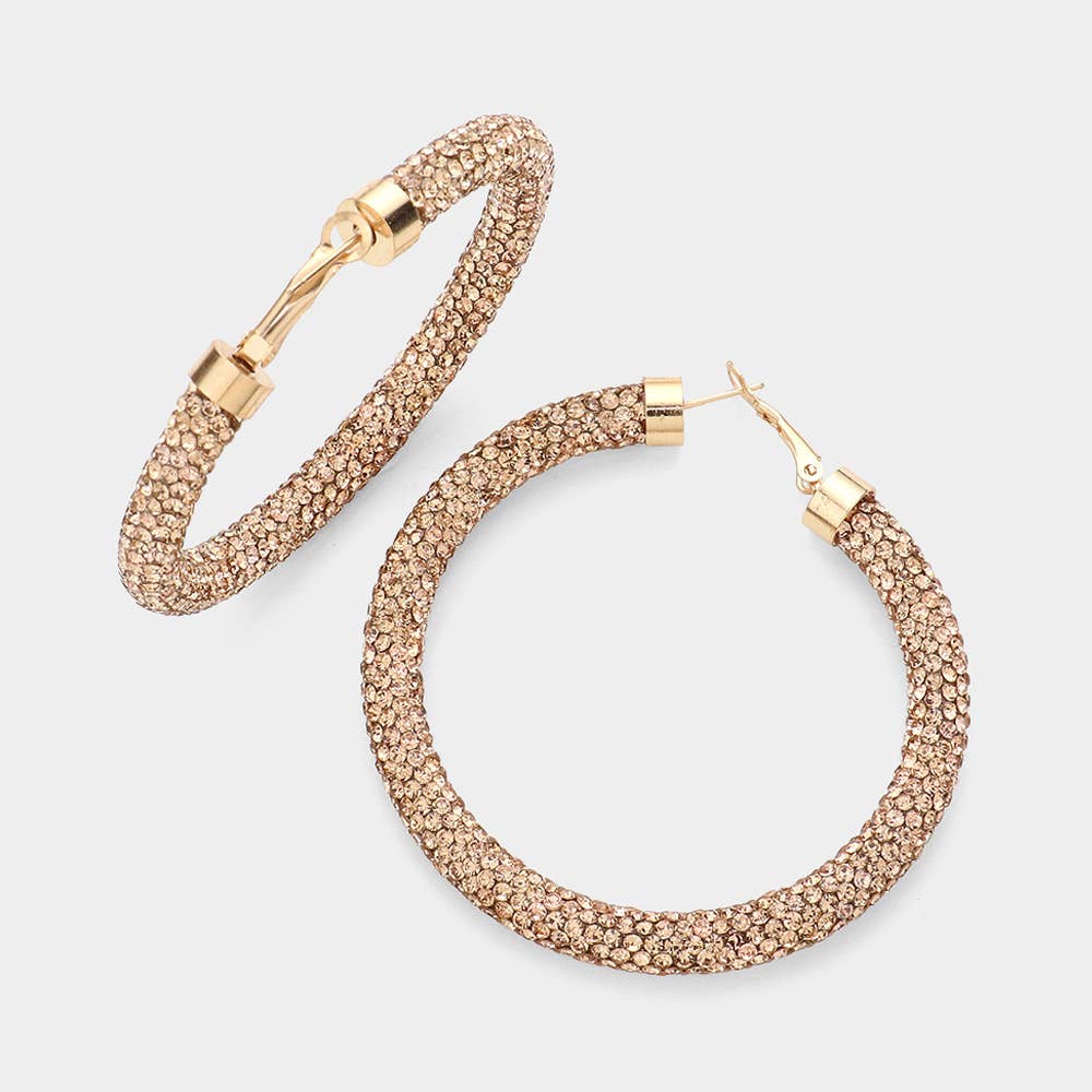 Rhinestone Pave Hoop Earrings
: NV
