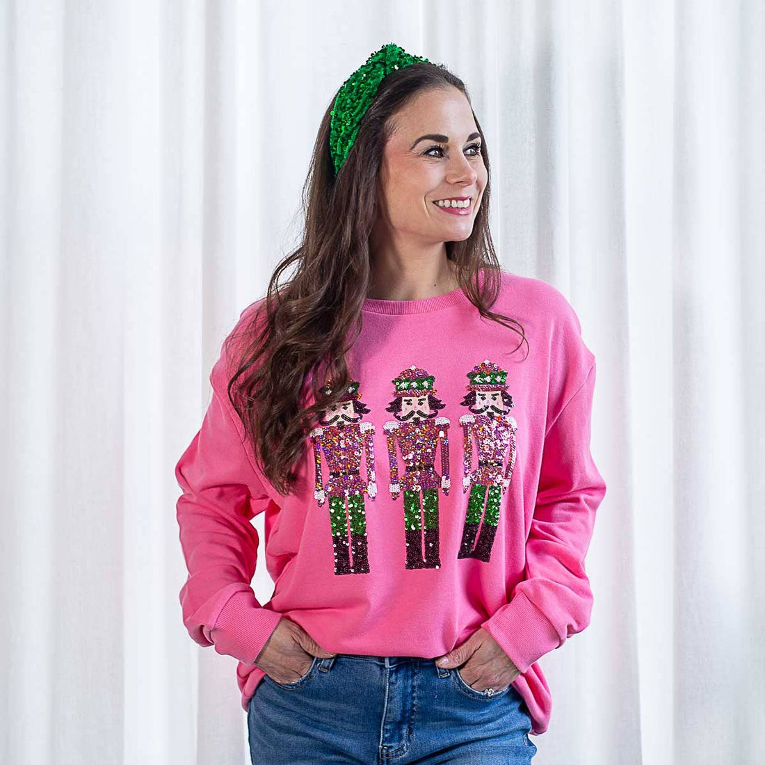 Nutcracker March Sequin Sweatshirt   Pink: Medium