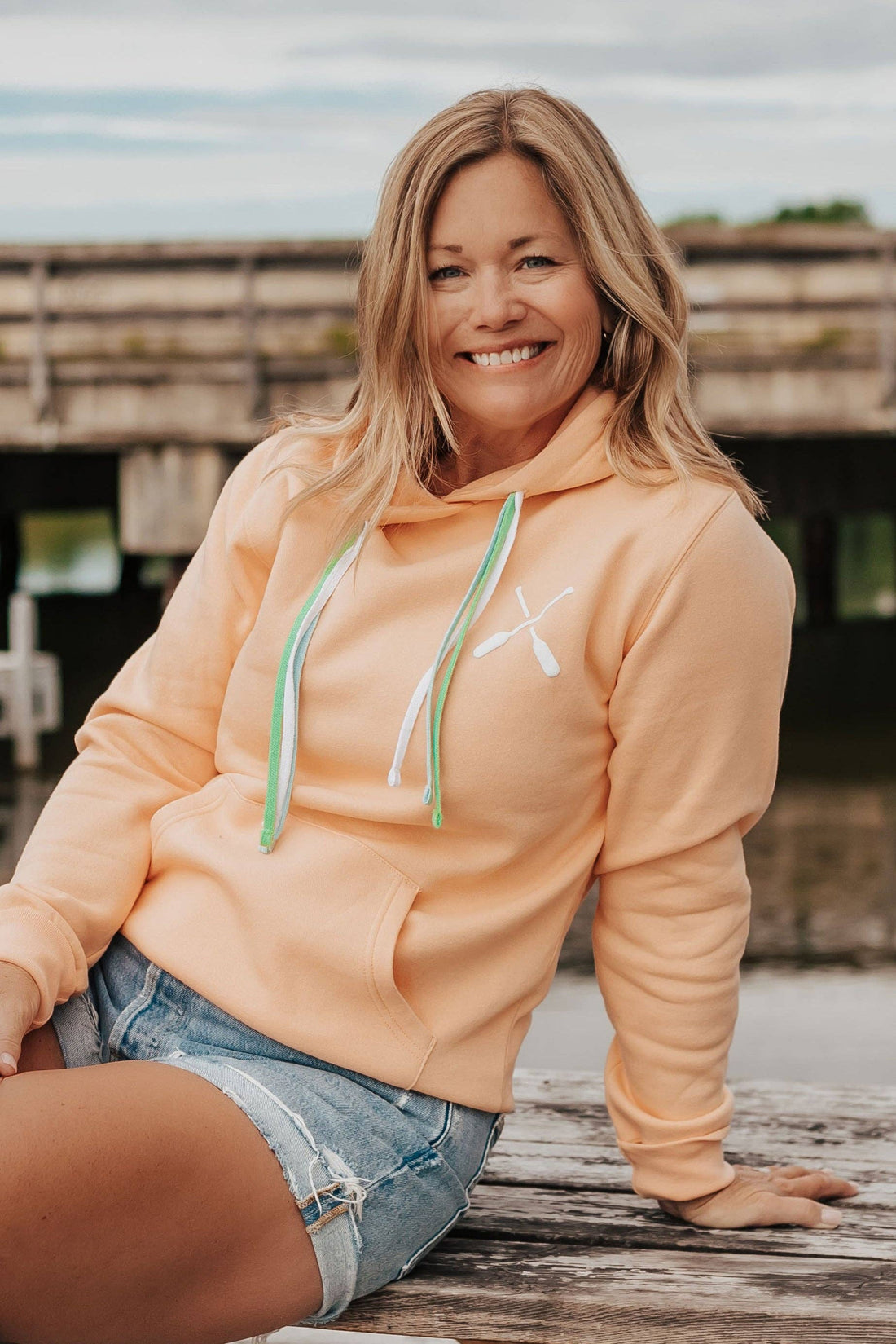 Multi Draw Cord Hoodie in Peach: L