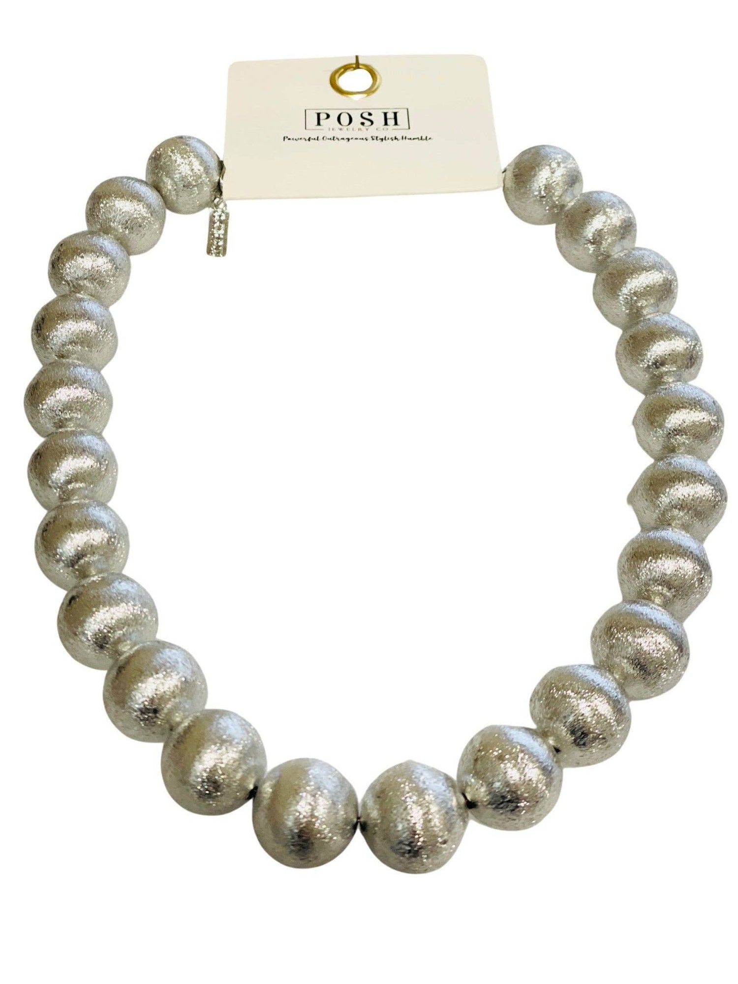 Large brushed bead necklace: Gold