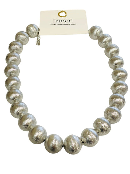 Large brushed bead necklace: Gold