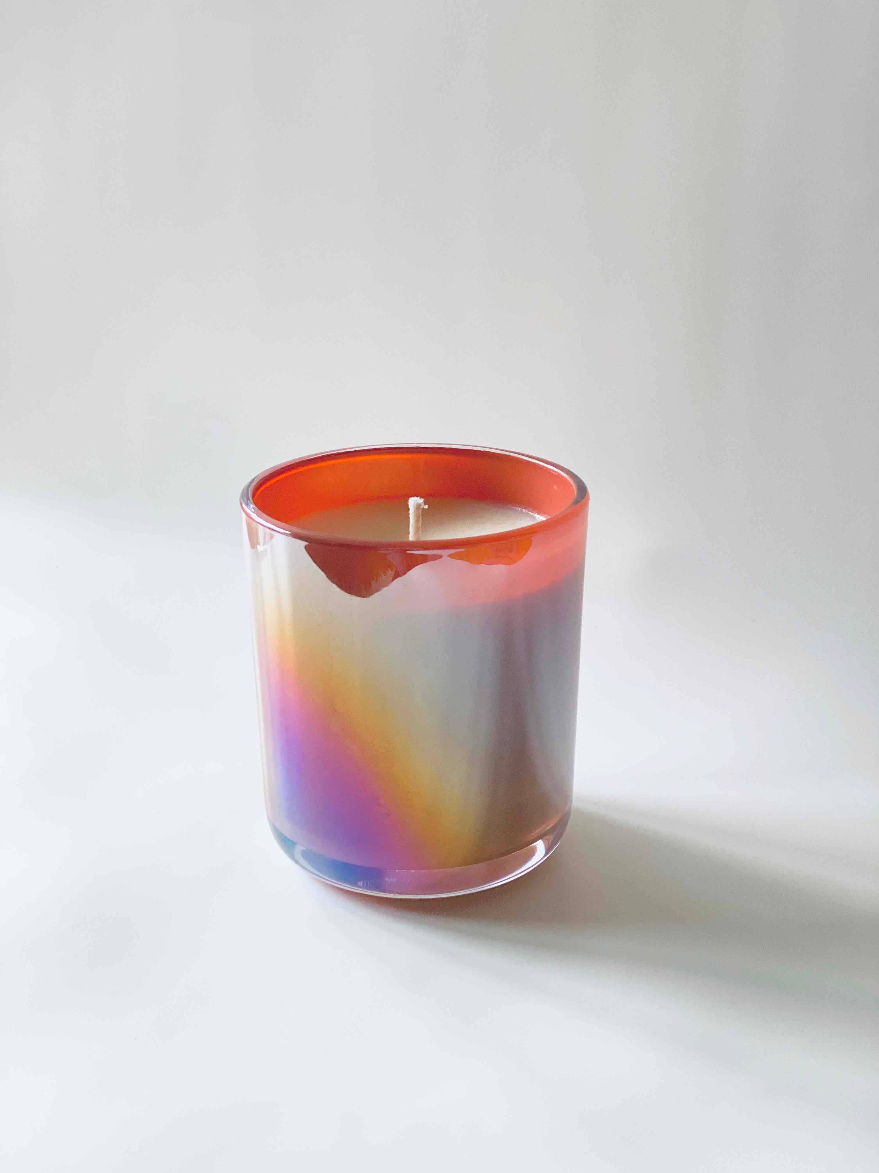 12 oz Pink Iridescent Vessel - 100% Natural Soy Candle: Yes / Yes / Lavender