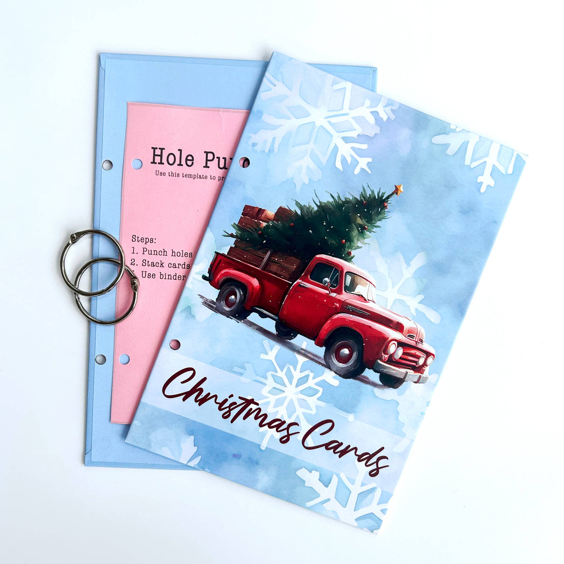 Card Holder Keeper: Red Truck with Tree