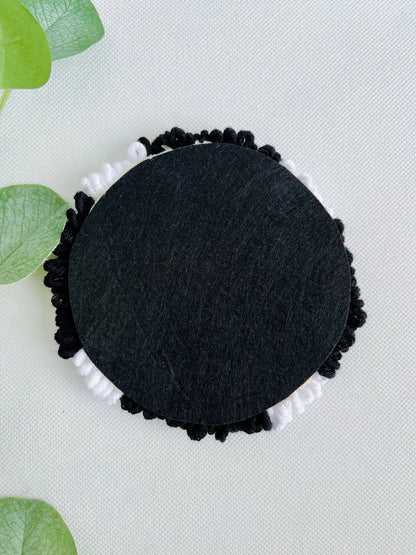 Black &amp; White Checkered Punch Needle Mug Rug Kit