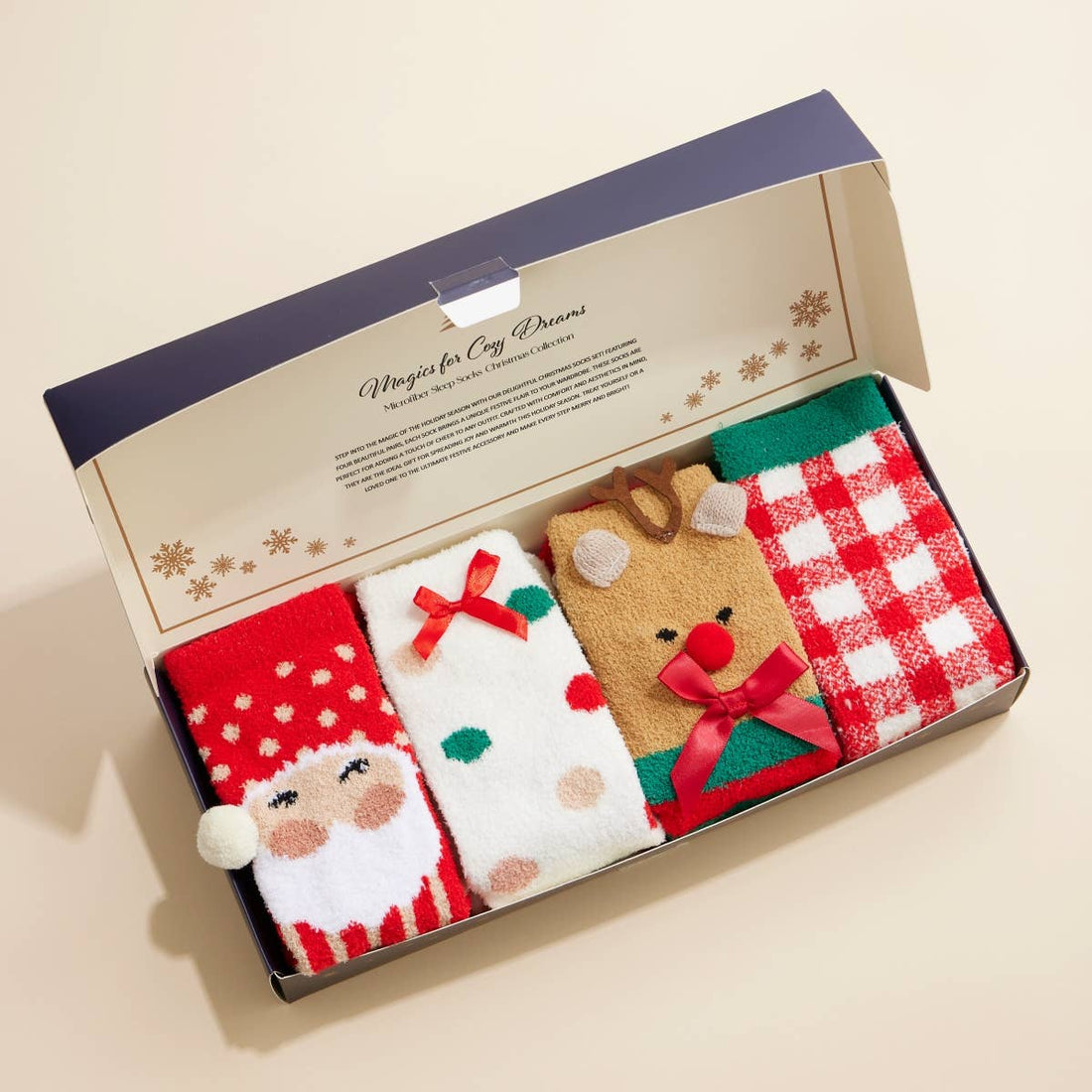 Christmas Fuzzy Socks Assorted Pack of 4: Assorted / One / 4DS98001