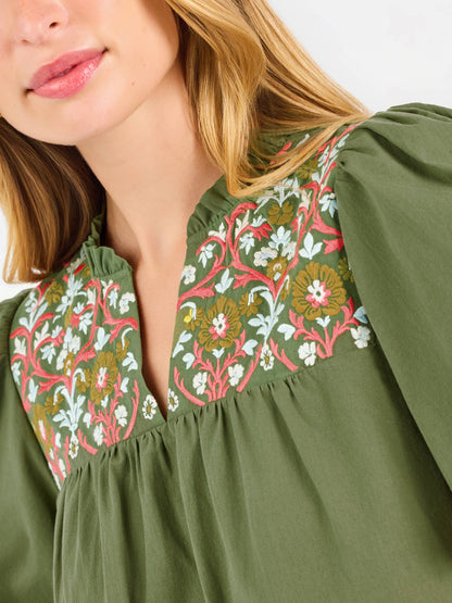 Makayla Embroidered Top | Olive: PK S-L