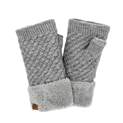 Rhinestone Fingerless C.C Glove FGE0101: Red
