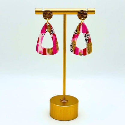 Miami Inspired Pink &amp; Gold Acrylic Earrings