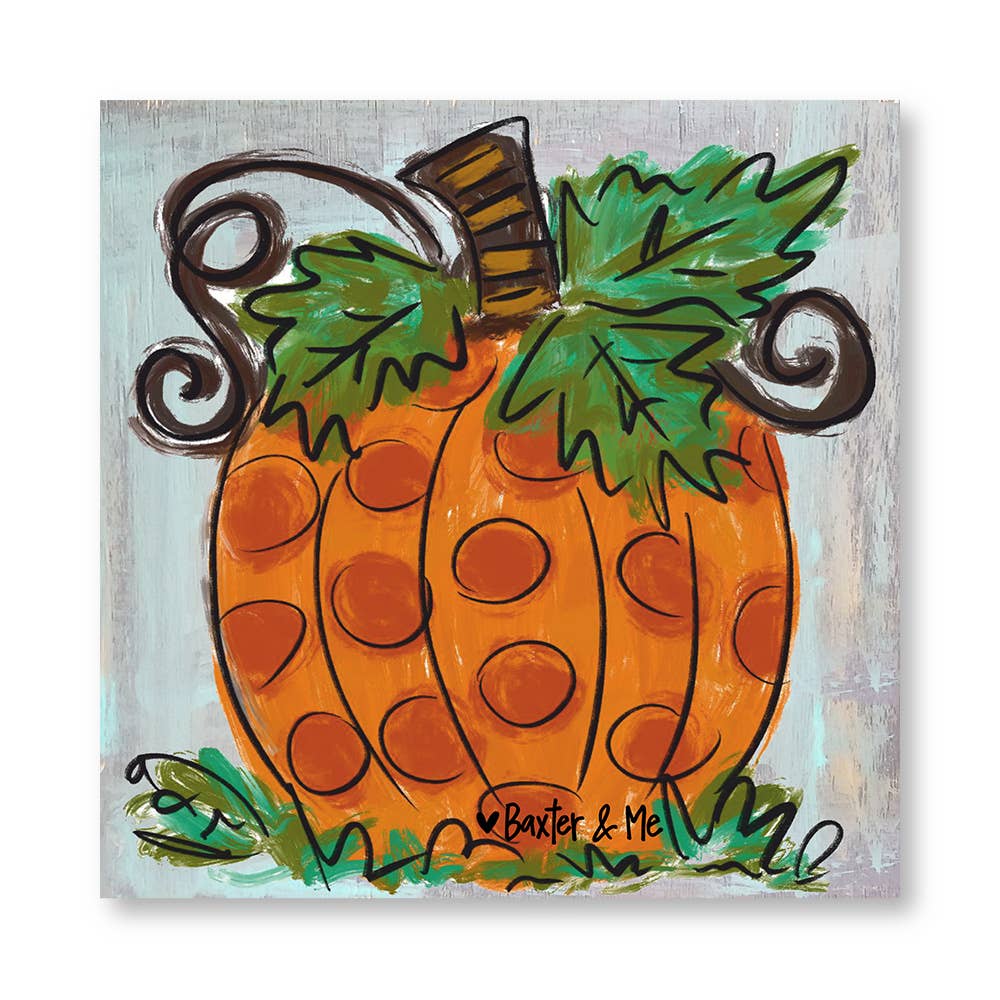 Polka Dot Pumpkin - Wrapped Canvas: 12” x 12”