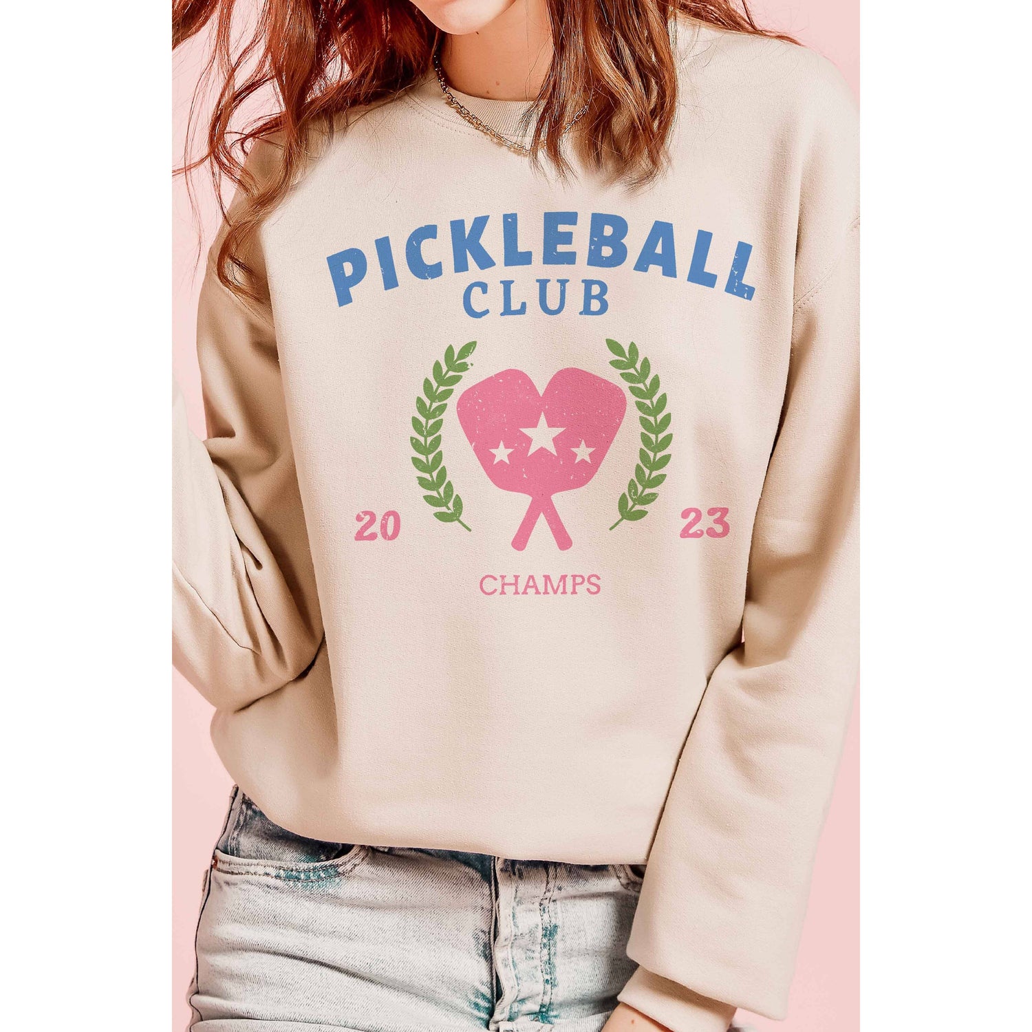 PICKLEBALL CLUB Graphic Sweatshirt: ASH / M