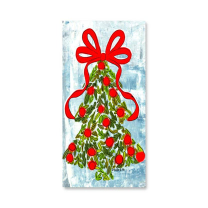 Holly Berry Christmas Tree Wrapped Canvas: 12" x 24" Baxter &amp; Me